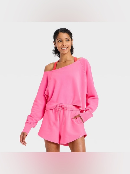 JoyLab Tops - JoyLab Cropped Fit Off-Shoulder Sweatshirt